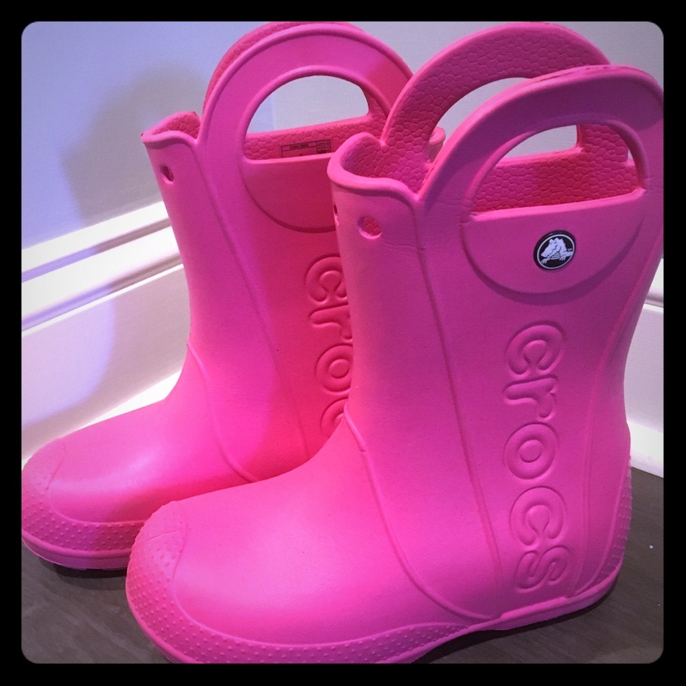 LIKE NEW Pink Croc Girls Rain Boots